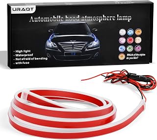URAQT LED Car Hood Light, 180cm Car Exterior LED Light Strip, 12v Dynamic Scan Start, Generic Waterproof Daytime Running Lights Suitable for Cars, SUVs, Trucks