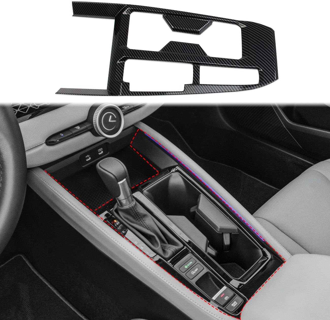 Carbon Fiber Style Centre Console Gear Shift Cup Holder Window Switch AC Vent Cover Trim Accessories Kit for 2023-2026 Honda Accord (11-piece Set(only for Hybrid)) image 5