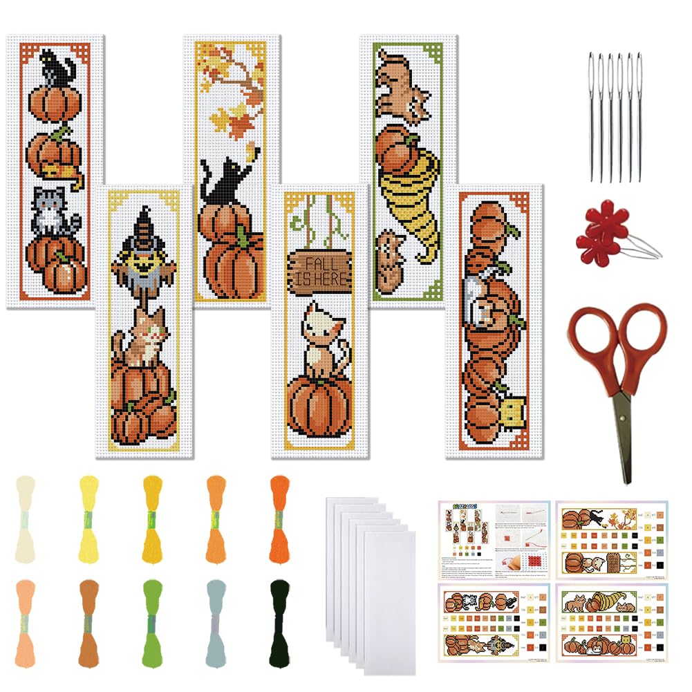 Kit De Marque-Pages Au Point De Croix FREEBLOSS - Lot De 6, 11 CT, Complet Avec Instructions Pour Débutants