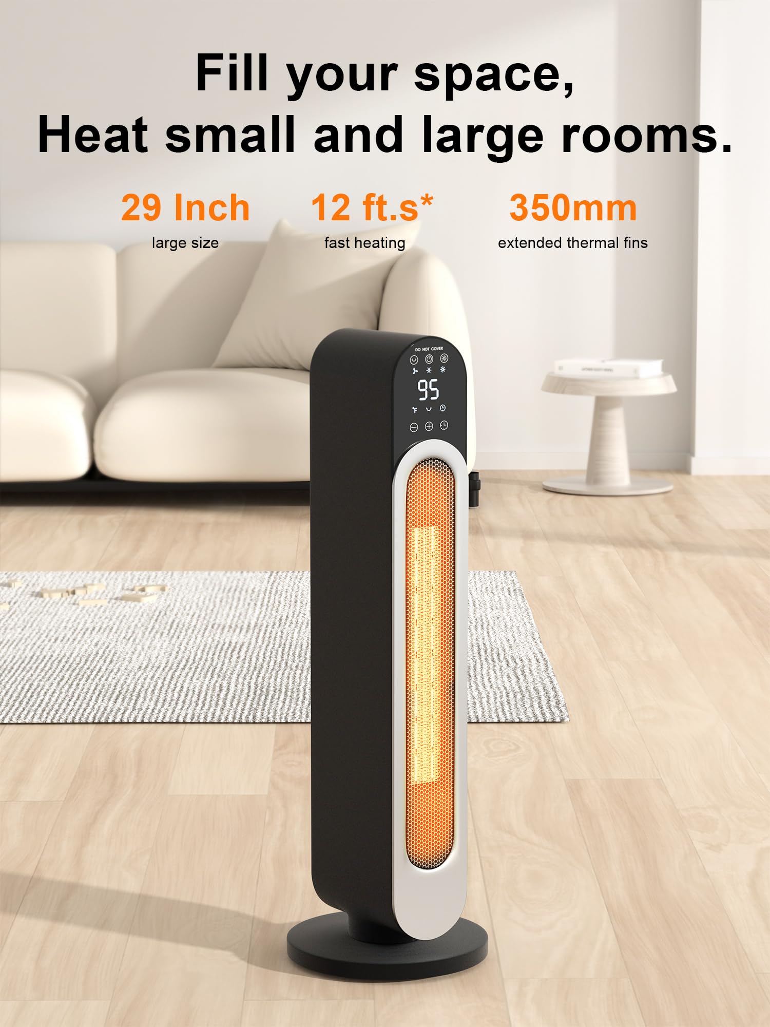 Amazon.com: Space Heater Large Room, 29'' Ceramic Tower Heaters with  Remote, Adjustable Thermostat, Overheating u0026 Tip-over Protection, 1-12H  Timer, Portable Electric Heater for Home, Office, Indoor use : Home u0026  Kitchen