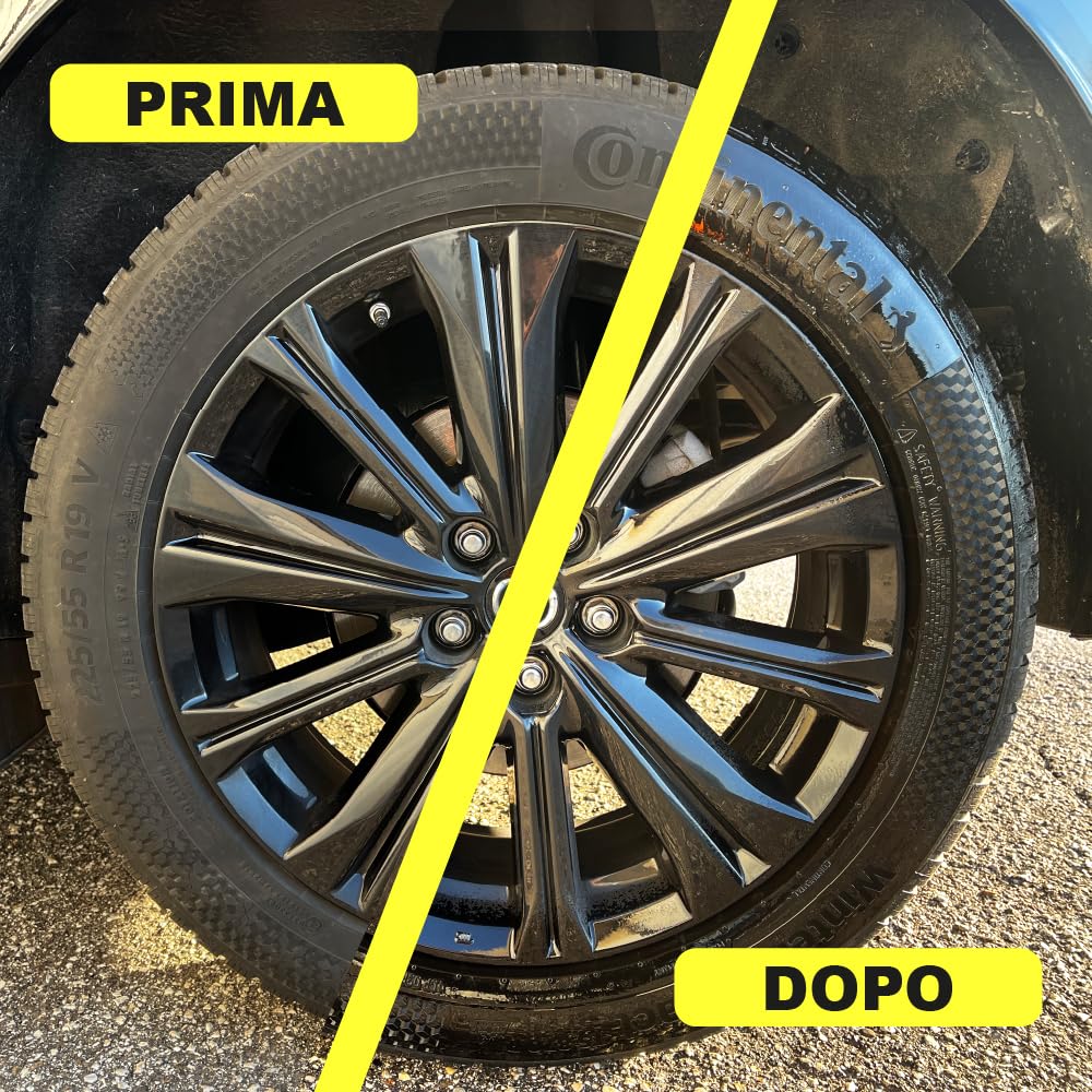 ENJOY TECH Professionelle, schwarze Autoreifen, professioneller Glanz für Autoreifen, schwarz für Autoreifen, schützt Reifen und Dichtungen von Auto und Motorrad, 500 ml (4)