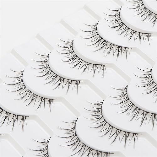 Miniatura 5 de outopen 10 pares de pestañas postizas de aspecto natural, delgadas, esponjosas y naturales (A04, pestañas de manga de 10 a 0.472 in)