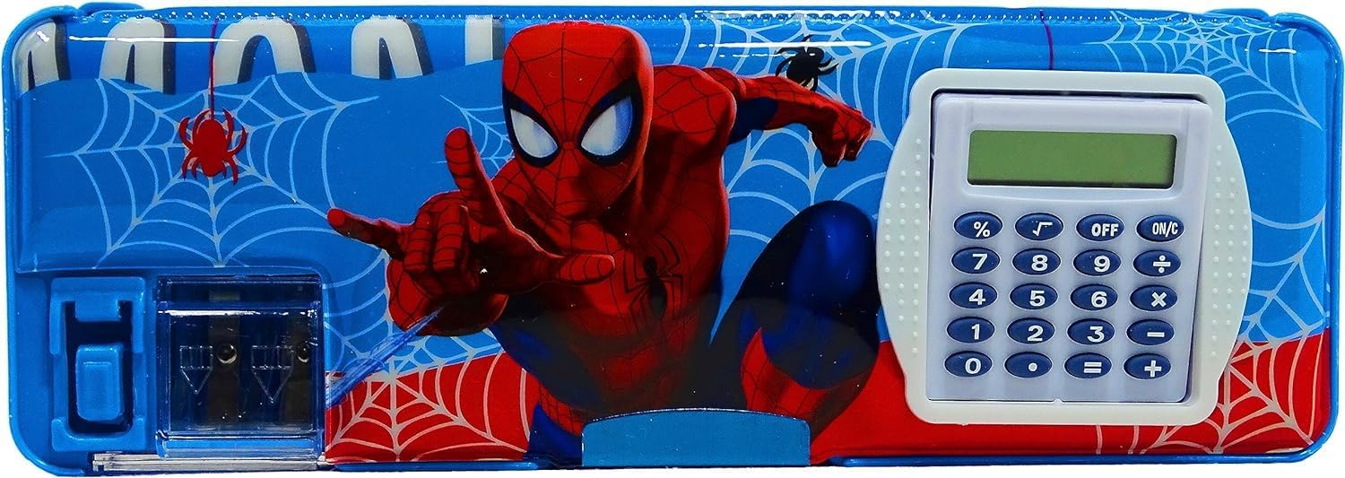 PULCHRIFY New Multipurpose Pencil Box Compass Box with Calculator & Dual Sharpner - Spiderman Art Plastic Pencil Box (Set of 1, Blue) (B0DDCTX816) Amazon Price History, Amazon Price Tracker