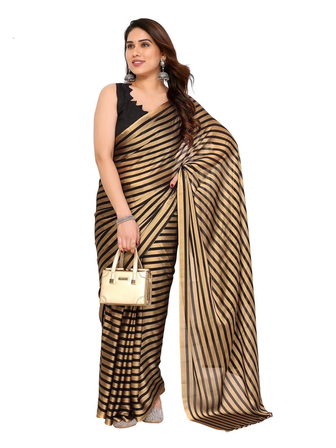 RAJESHWAR FASHION WITH RF Women's Printed Georgette Sarees For Ladies & College Girls Farewell With Lace Border & Blouse