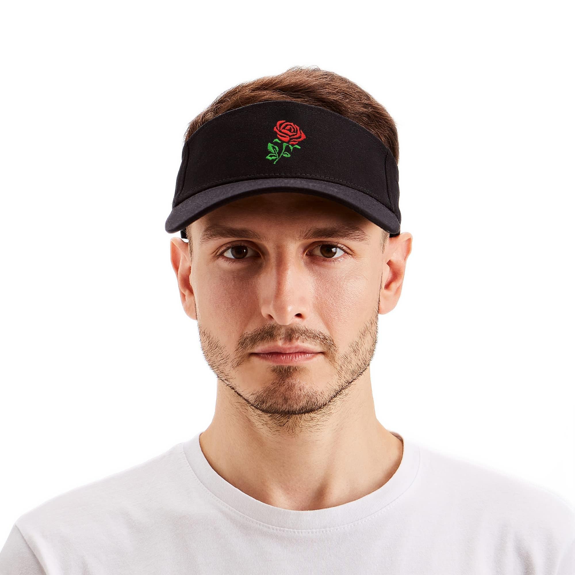 Jinniee Sun Visors Hats Classic Unisex 100% Cotton Cool Sporting Visor with Small Embroidery - Best Visor for Running, Workouts and Outdoor Activities (Rose Hat)
