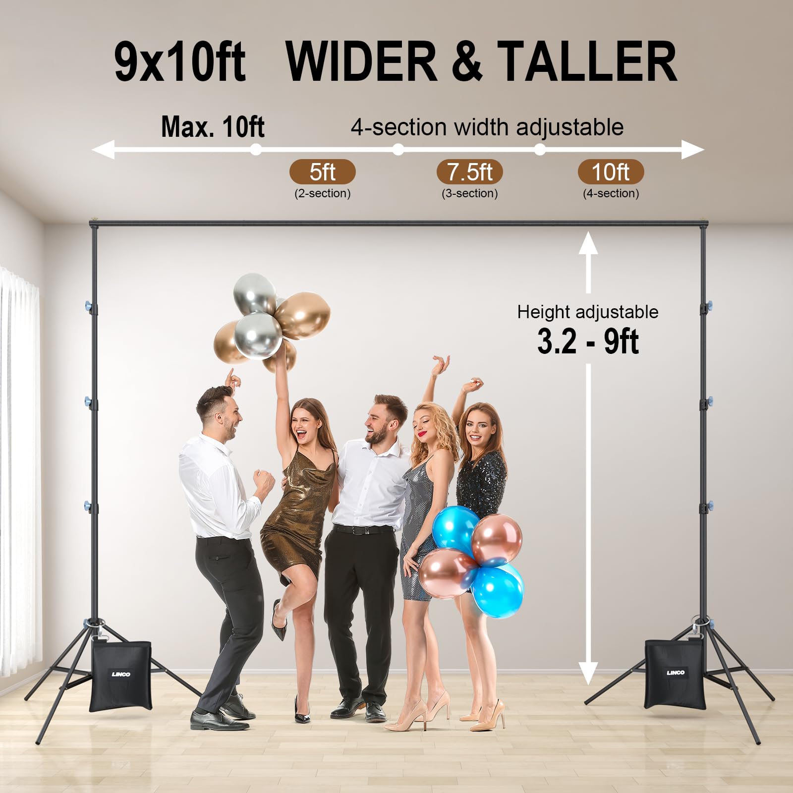 LINCO Lincostore 4154-4236 - Kit de soporte para fondo de fotografía (2,7 x 3 m)