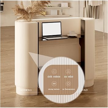 Modern Reception Desk, Oval Console Table, White, One Size, Residential Use