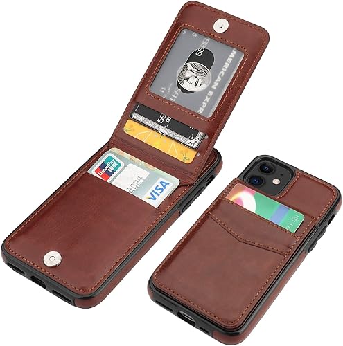 KIHUWEY Funda para iPhone 11 con soporte para tarjeta de crédito, cierre magnético de cuero de alta calidad, funda protectora resistente para 11 6.1 KIHUWEY Funda para iPhone 11 con soporte para tarjeta de crédito, cierre magnético de cuero de alta calidad, funda protectora resistente para 11 6.1