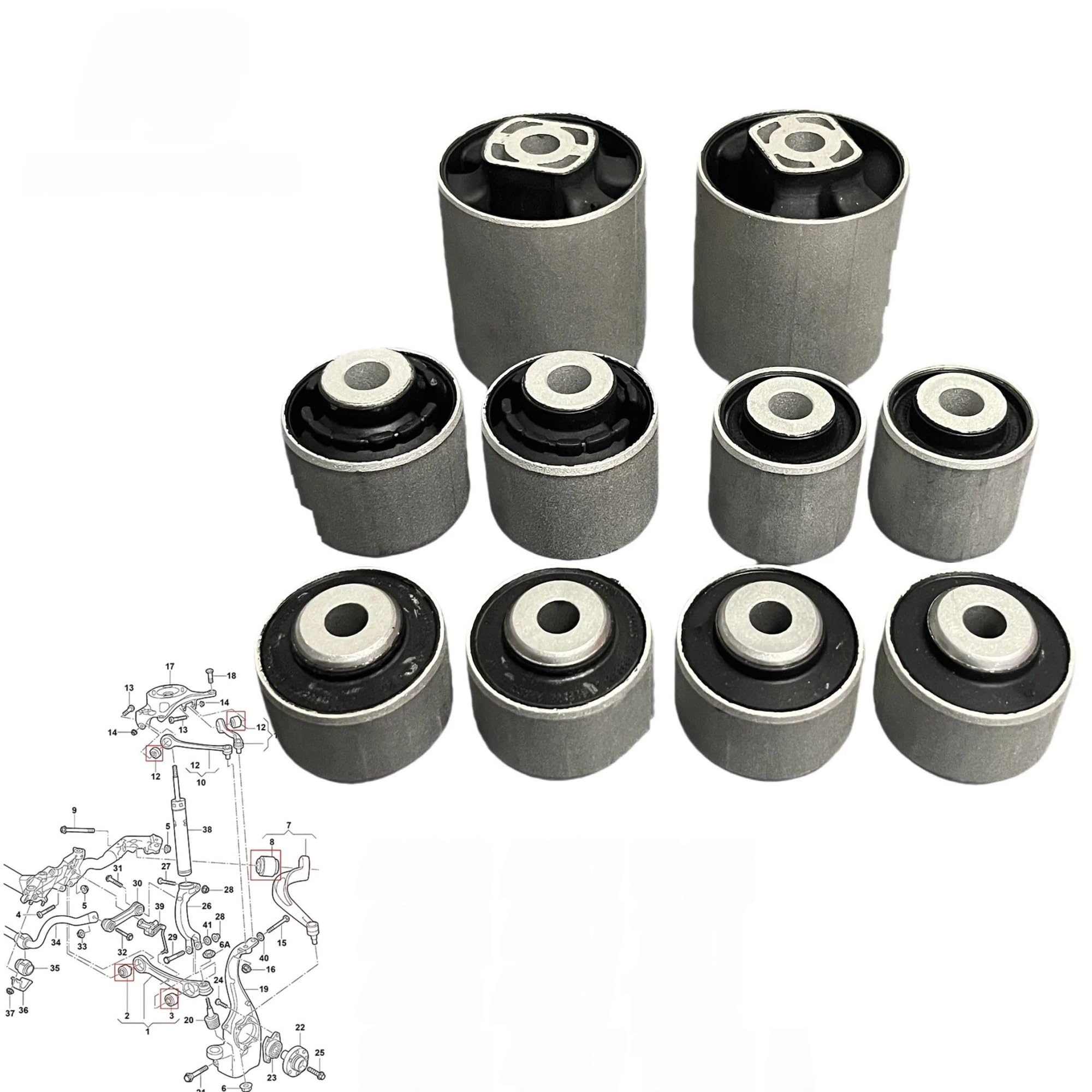 Pasuje do Audi S4 B8 Avant 8TSportback 8R S5 tuleja sterująca przedniego zawieszenia Kit4G0407515 4G0407181 4G0407182 8K0407183A Tuleja Zawieszenia Samochodu(4G0407515)