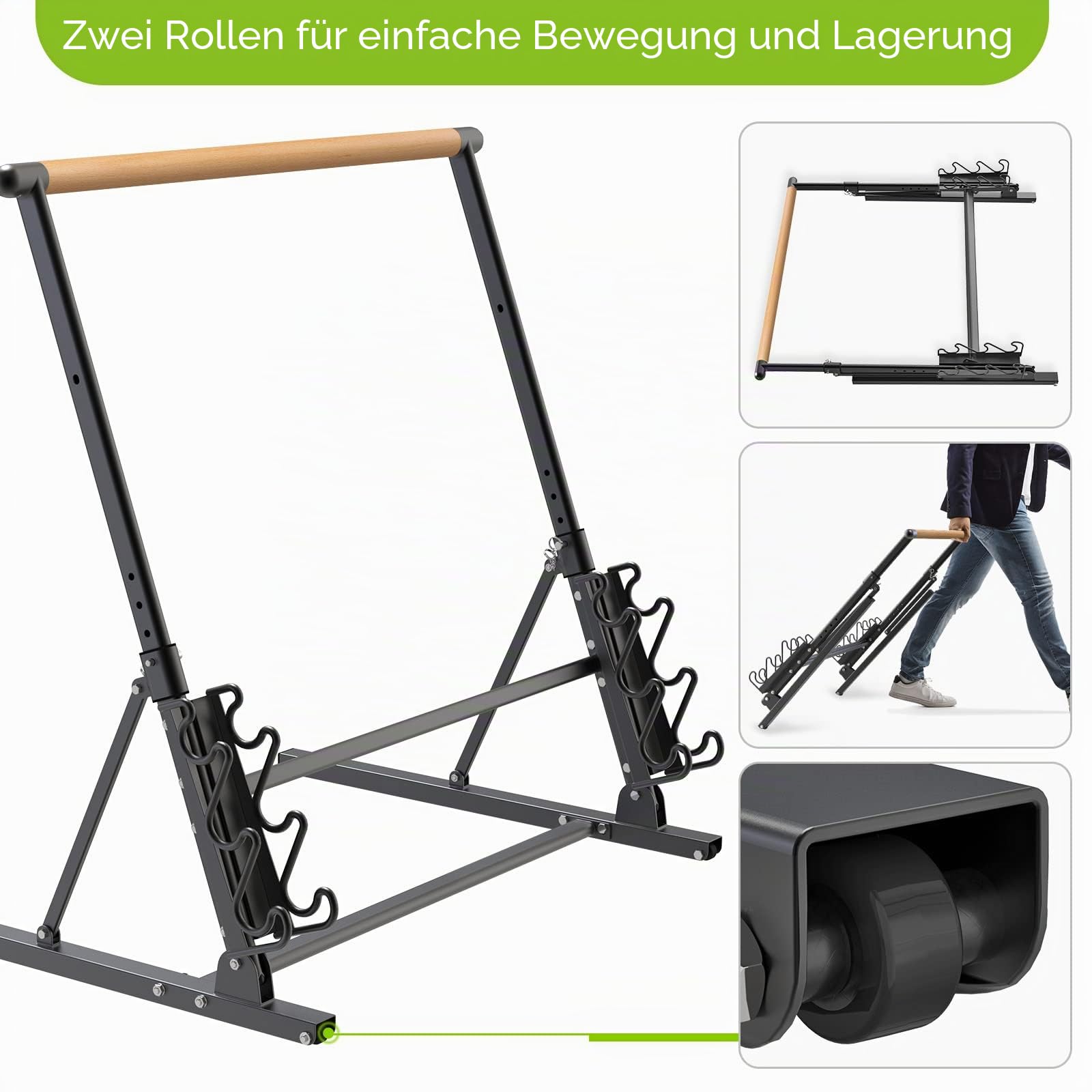 Kipika Balletstange Portable Freistehende Ballett Barre Home System, Tanz Bar für Home Workout Tanz Ausrüstung, Falten flach, 4 Höhenverstellung, Lagerung Hantel, 101cm lang, 1 3/5" Durchmesser