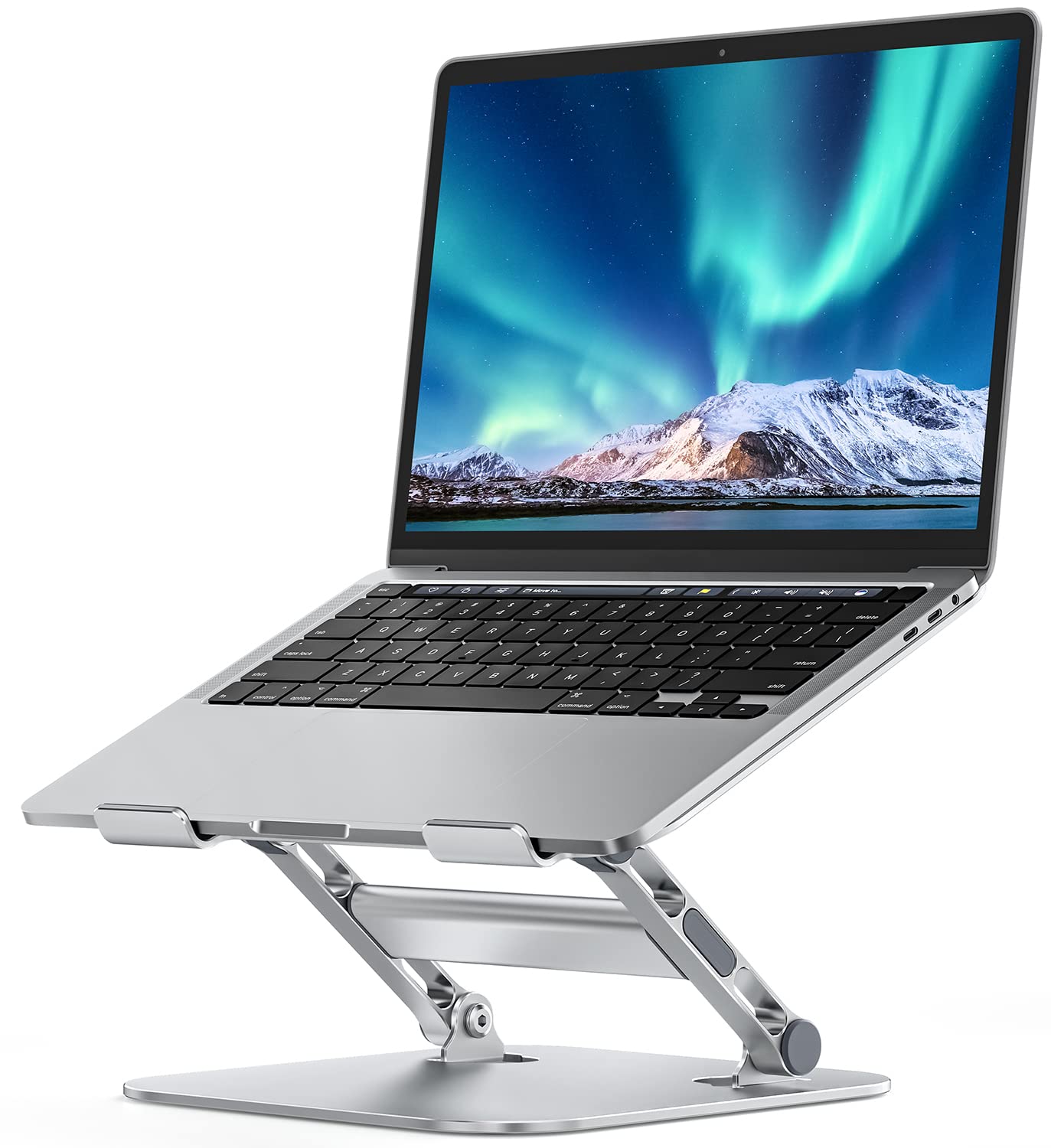 Laptop Stand with Stable Support, Adjustable Laptop Riser for Desk, Aluminum Computer Stand Notebook Holder Compatible with MacBook Air Pro, Dell XPS, HP, Lenovo, Silver
