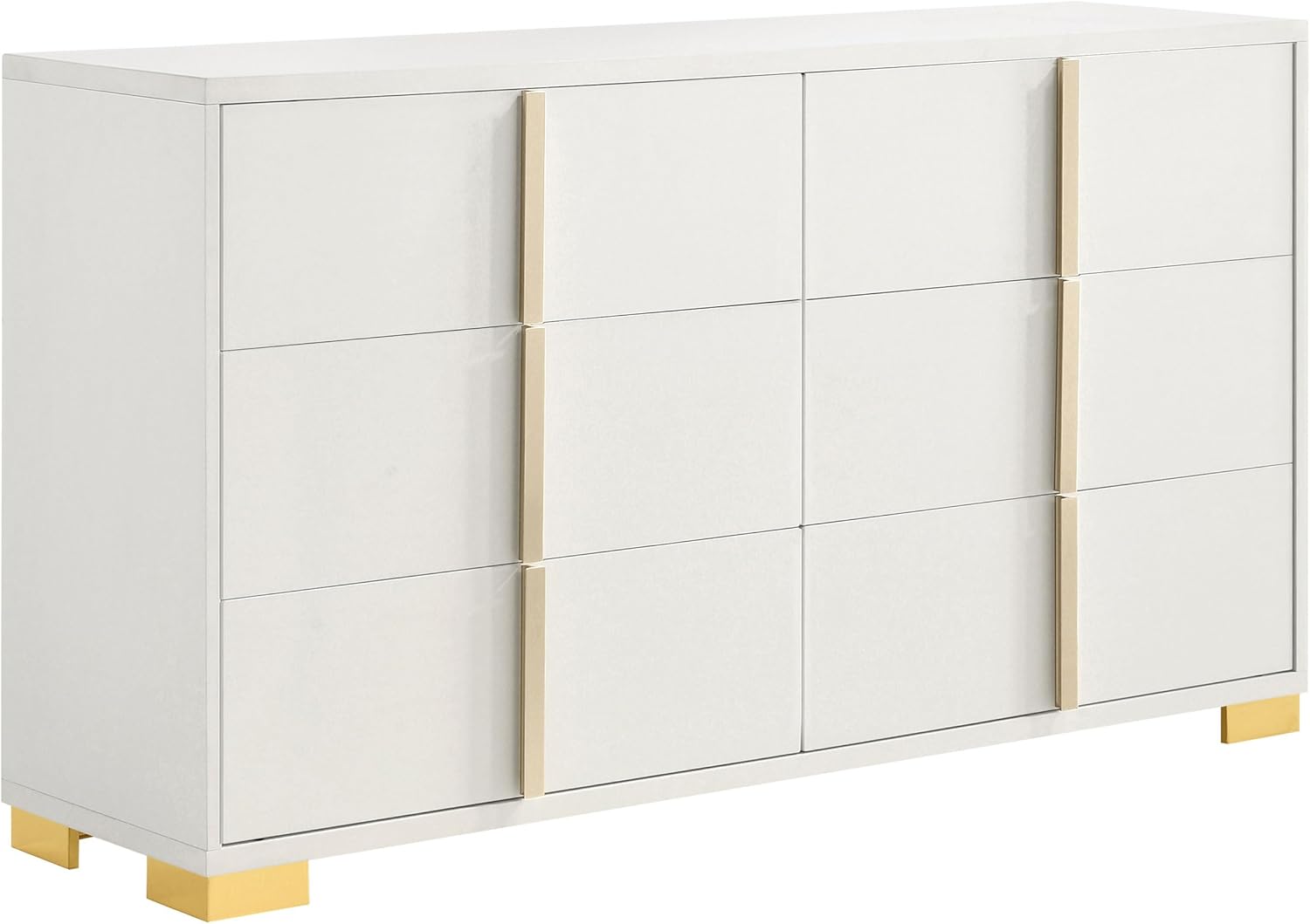 White and Gold Queen Bedroom Set with LED Headboard