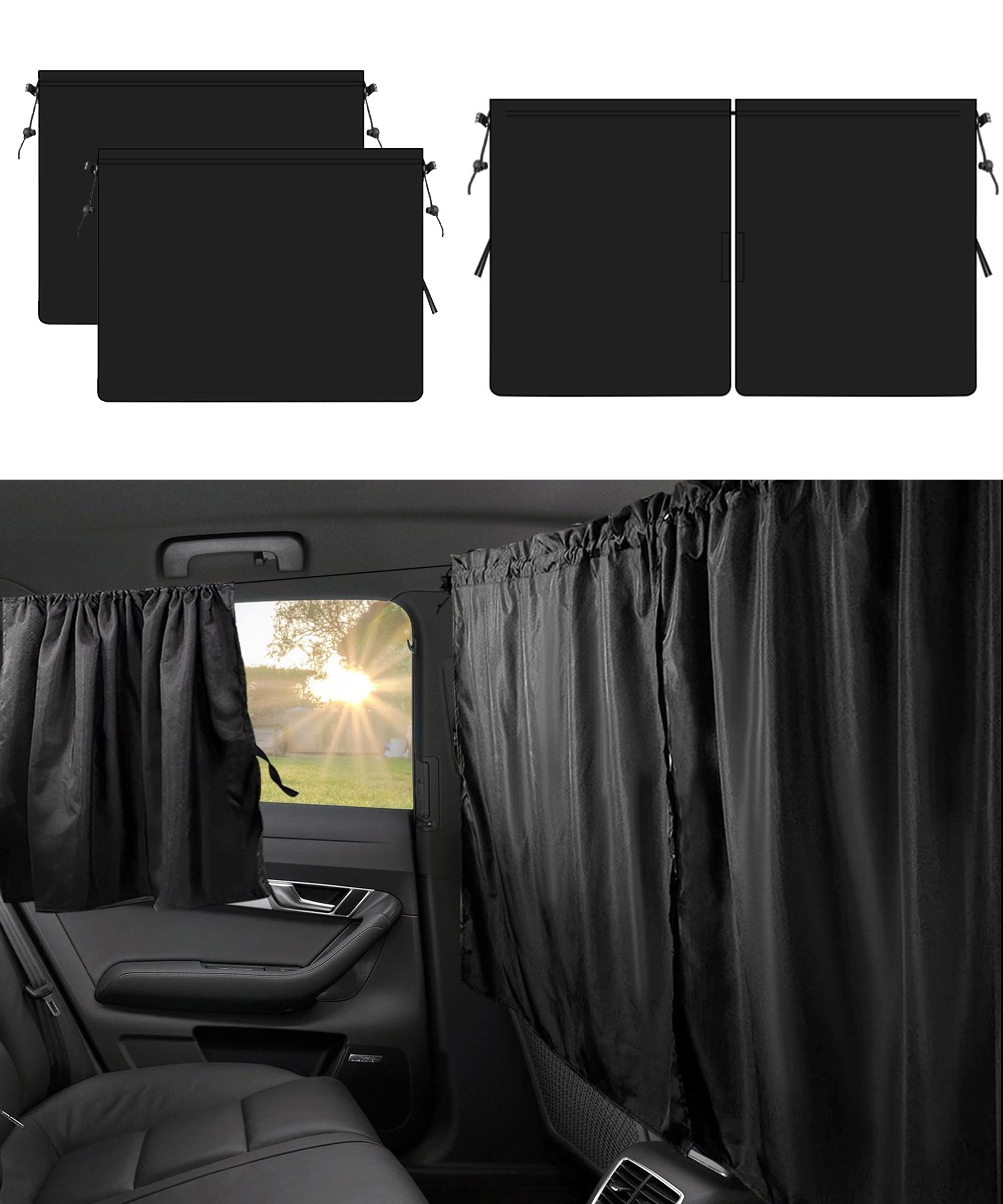 SCUARI 3PCS Car Window Shades,Cars Curtains for Windows,Car Accessories,Automotive Privacy Window Cover for Rear Windows &amp; Partition,Cars Sunshade for Baby,Suitable for Most Trucks,SUVs,Campers