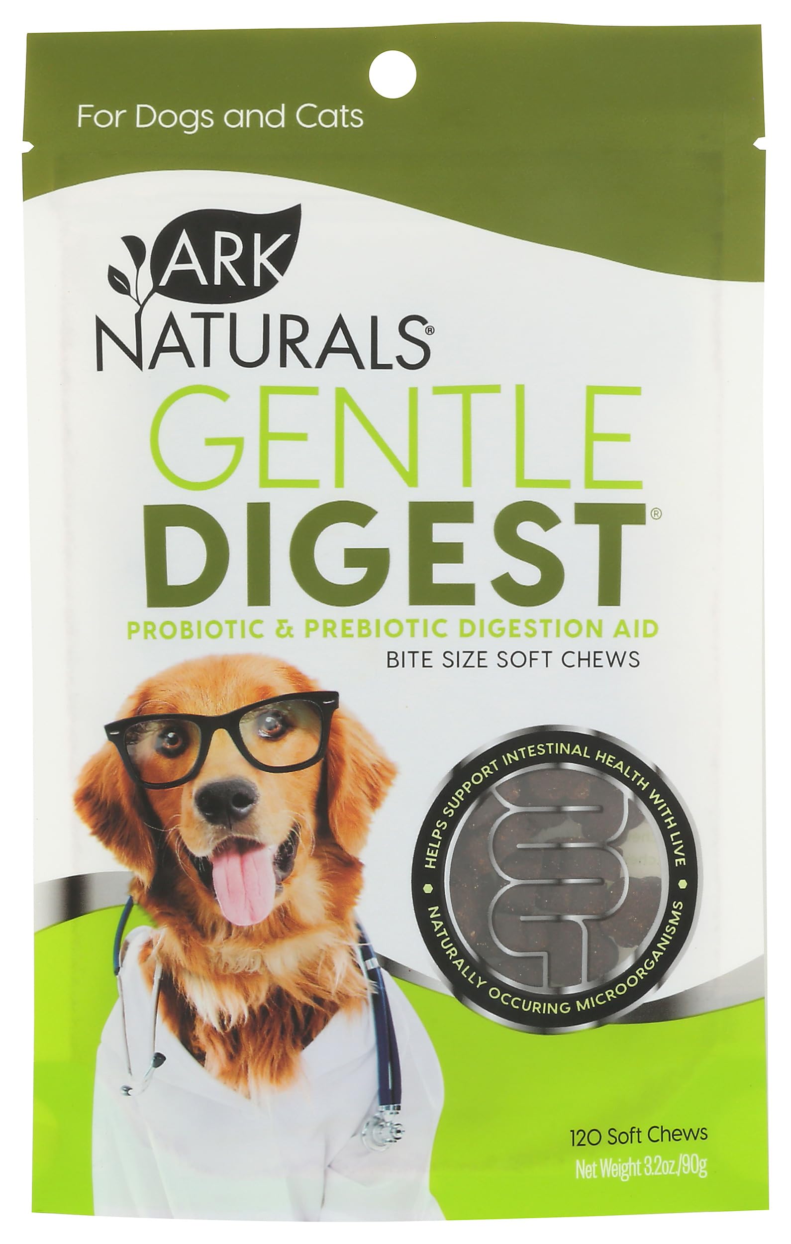 ARK NATURALS, Cat Dog Chews Gentle Digest, 120 Soft (Pack of 1), greens