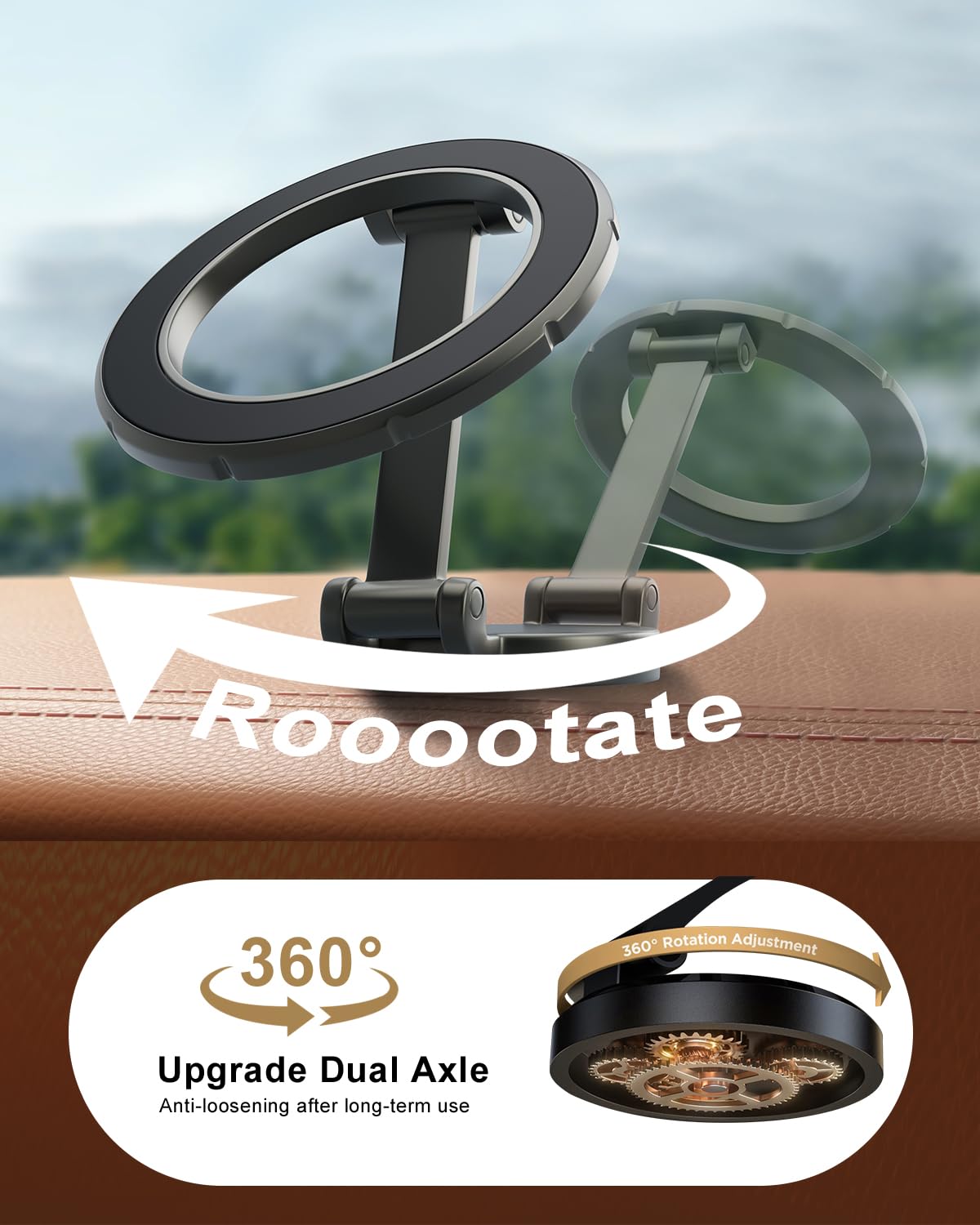 Se adapta a MagSafe - Soporte de coche para salpicadero de coche y pantalla Tesla [todo metálico], soporte ultra magnético para teléfono de coche, soporte de teléfono ajustable de 360°