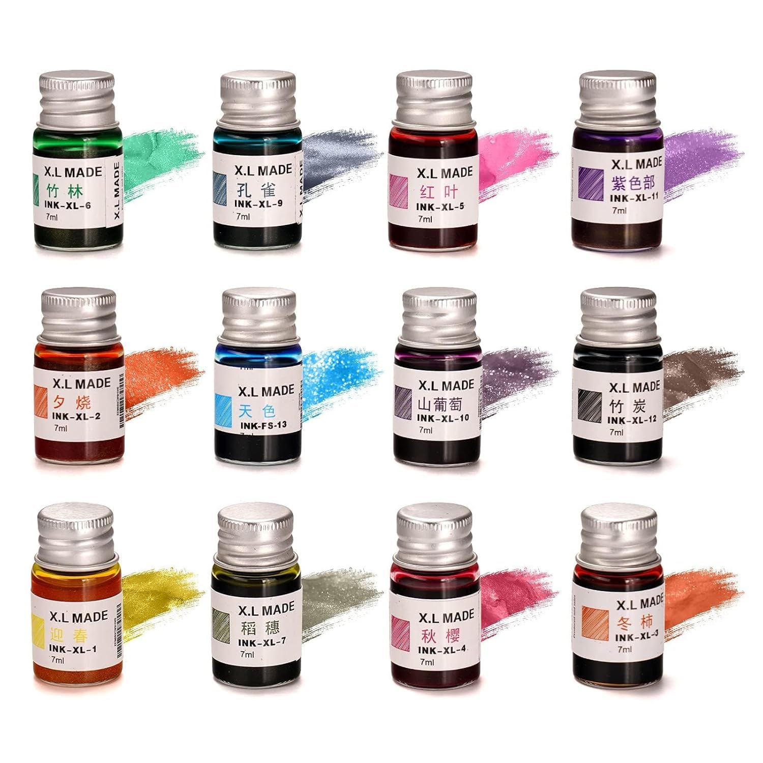 PIXORA Crystal Glass Dip Pen and Ink Set, 12 Colorful India Ink Bottles, Calligraphy Pen for Art, Painting, Writing, Decoration, 13 Pieces 2