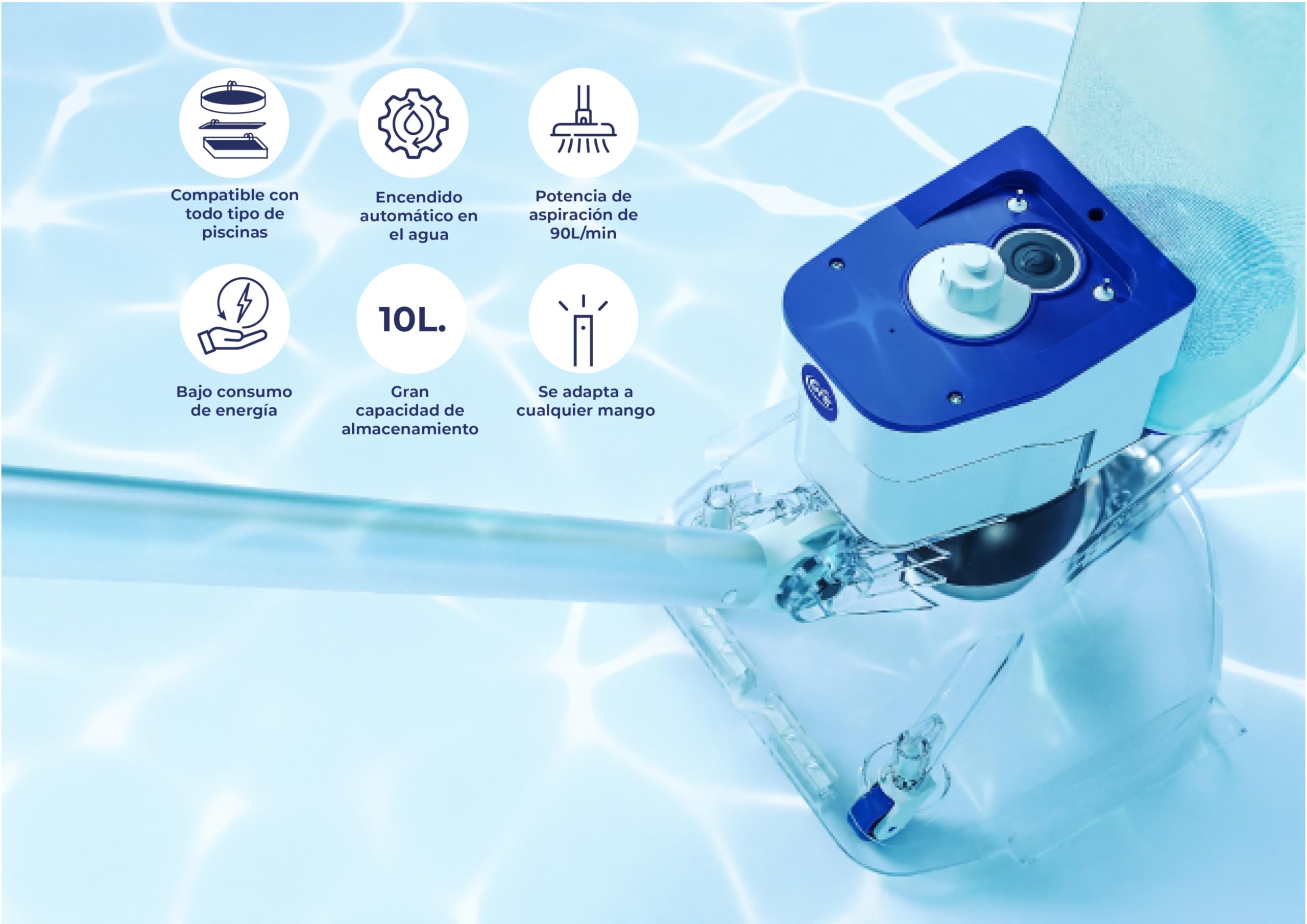 Leaf Eater, Limpiafondos de batería sin Cables, para Piscinas elevadas y enterradas, con Filtro Extragrande 6L - Gre LE75