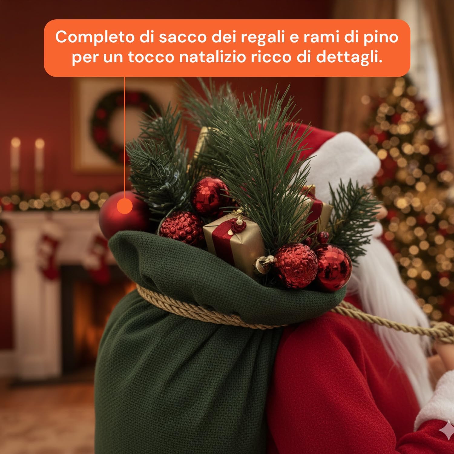 Wintem - Babbo Natale in Piedi 110 cm con Abito Rosso Tradizionale e Dettagli Realistici, Pronto all’Uso per Addobbare Casa e Creare Magia Festiva