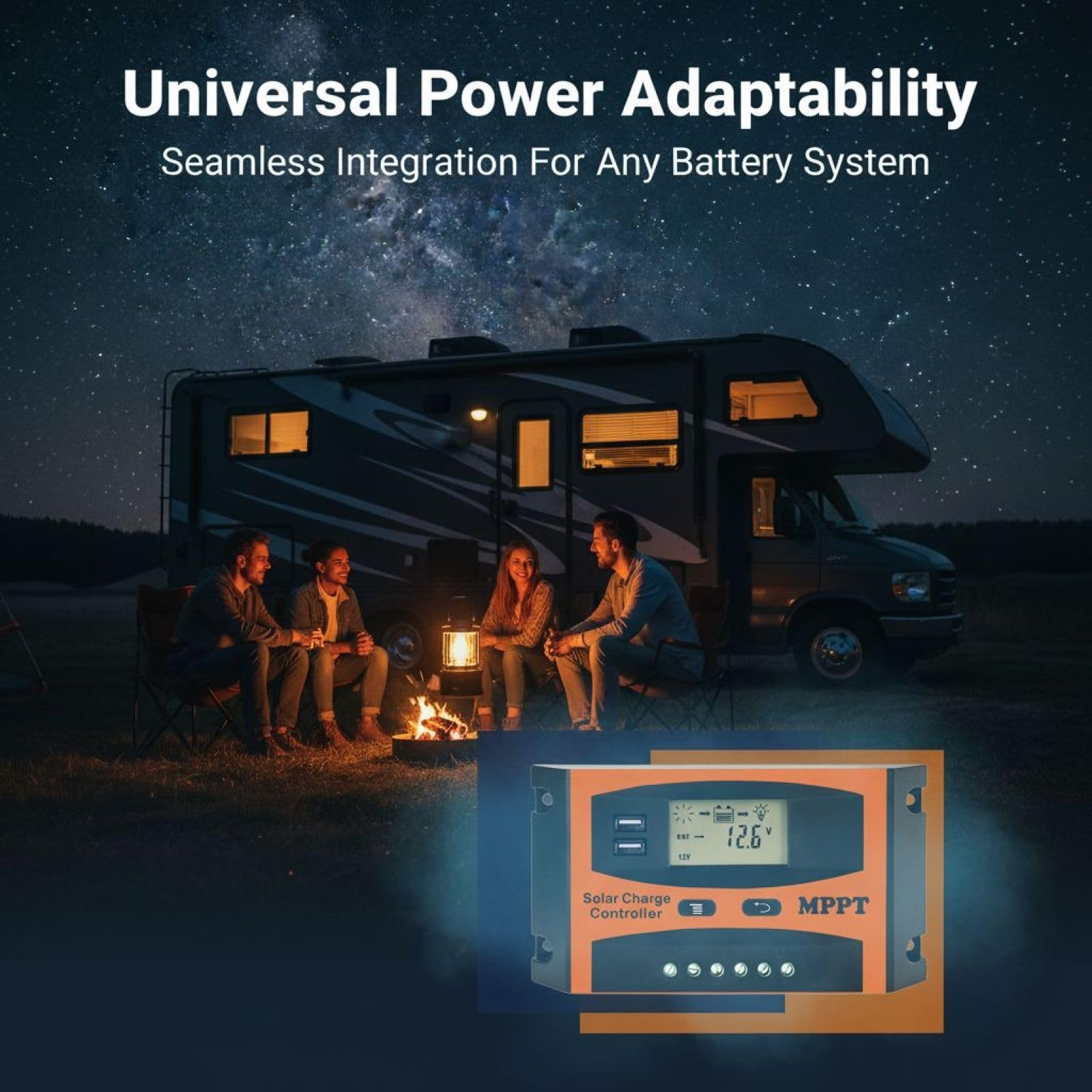 Solar-Laderegler 30A, intelligenter Regler für Off-Grid-Systeme, 12V/24V automatische Anpassung, Dual-USB-Anschluss, LCD-Display, mehrere Schutzfunktionen, kompakt für Anlagen 5,4 x 4 x 2,3 cm