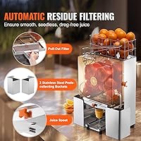 Vista 4 de VEVOR Commercial Orange Juicer Machine, 120W Automatic Juice Extractor, Stainless Steel Orange Squeezer for 20 Oranges Per Minute, with Pull-Out