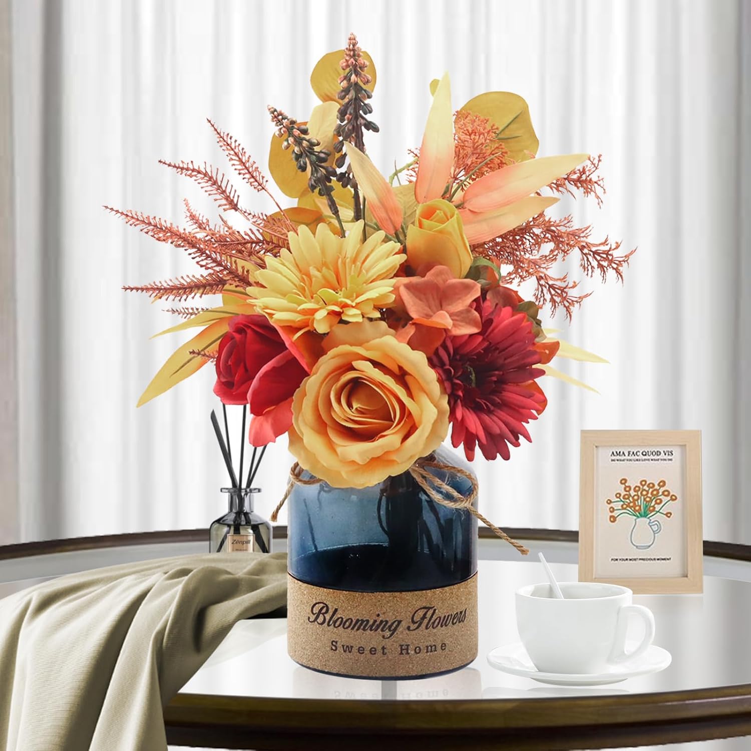 Leftover Faux Flowers in Vase,Artificial Flowers in Vase