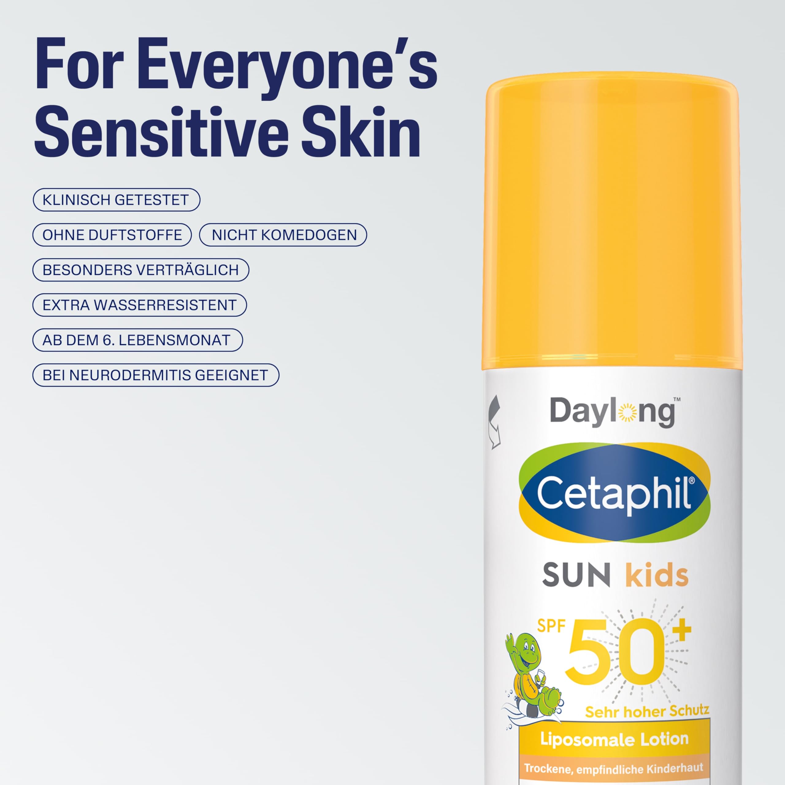 Cetaphil SUN Kids Liposomale Sonnenlotion SPF 50+, 2x150ml, Feuchtigkeitsspendender Sonnenschutz im Pumpspender für empfindliche Baby-Kinderhaut, Leicht verteilbare Sonnencreme, Extra wasserresistent