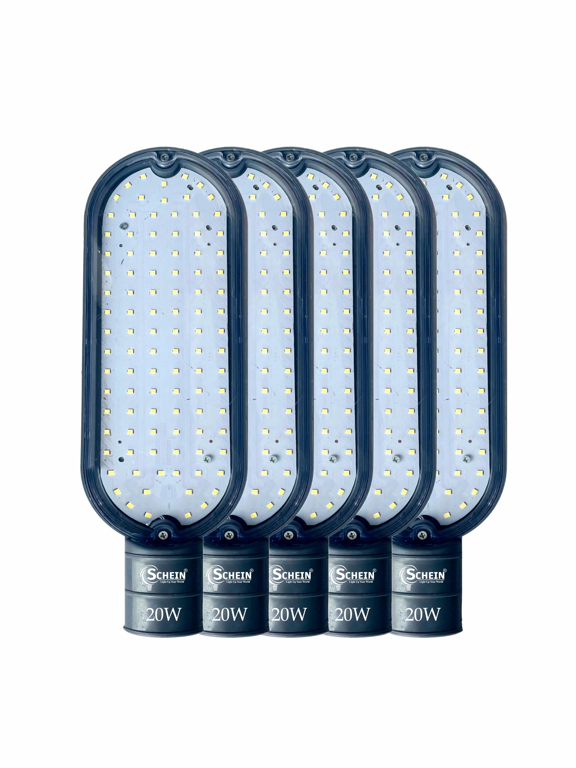 SCHEIN 20W LED Street Light | BIS Approved IP65 Waterproof Outdoor Lamp | Cool White, Polycarbonate, Corded Electric | Pack of 5