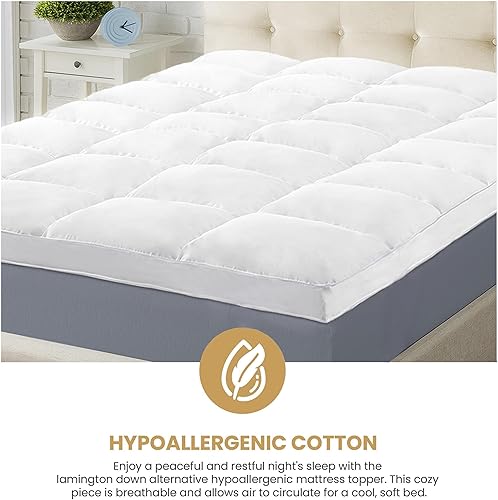 Miniatura 6 de Superior Cubrecolchón, alternativa al plumón, almohada de cama de 2 pulgadas de profundidad, almohadilla cómoda, protector de colchón esponjoso,