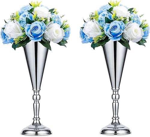 Sziqiqi Juego de 2 centros de mesa altos metálicos para mesas de recepción de boda Florero dorado con soporte Decoración de base para fiestas, disponible en Yaxa El Salvador