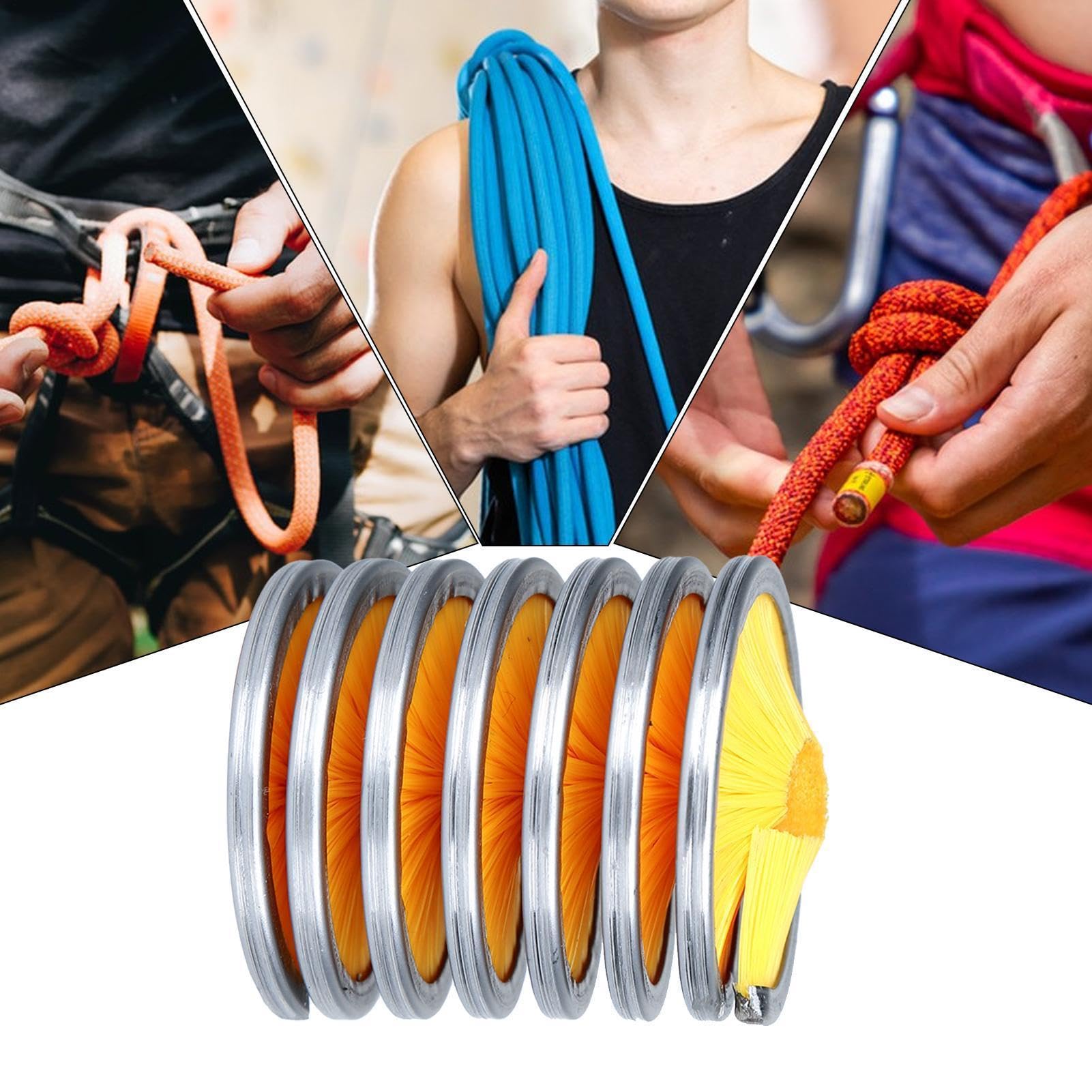 Generico Cepillo limpieza cuerda escalada | anillo exterior acero inoxidable cerdas nylon 5 cm 92 g herramienta lavado diámetro 8-13 mm | Equipamiento alpinismo mantenimiento