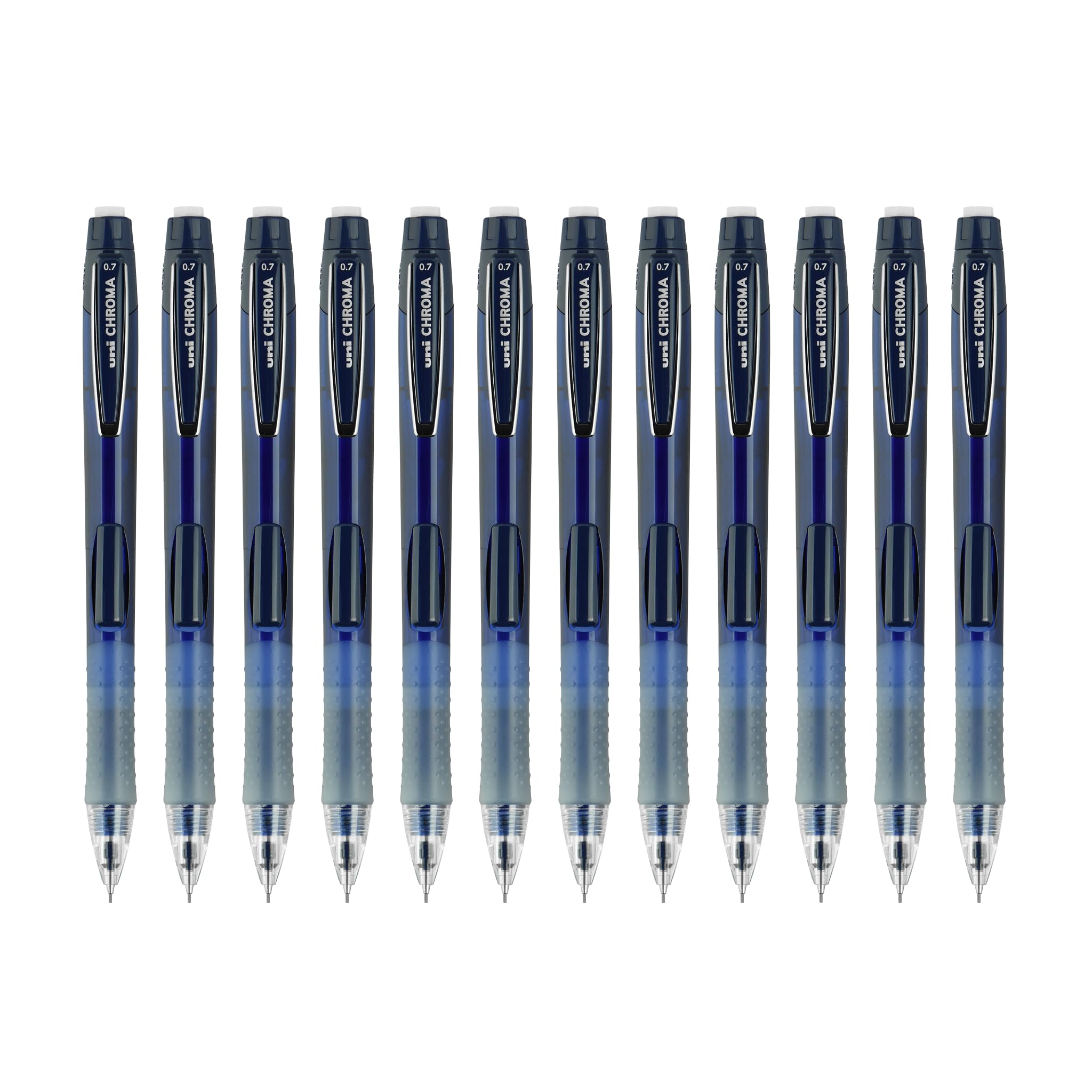 Uniball Chroma Druckbleistifte, 0,5 mm, verschiedene farbige Barrels, verschiedene Farben, Uniball-Druckbleistifte, 12 Stück