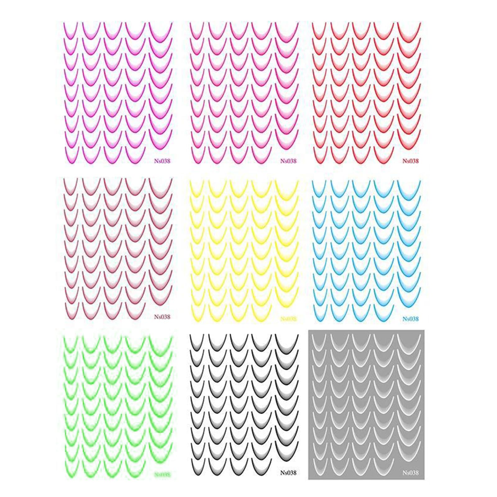 9 Sheets French Line Nails Art Stickers Adhesive Nails Art Decals Manicures Stickers French Tip