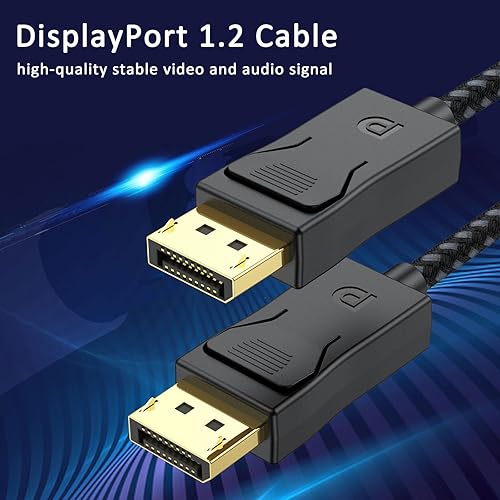 Miniatura 2 de Cable DisplayPort de 6 pies, DP DisplayPort Cable 1.2 4K 70Hz, 2K 180Hz, 1080P 180Hz cable trenzado para monitor compatible con Sceptre Dell, Acer