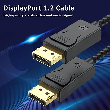 DisplayPort Cable 6ft 2 Pack, DP 1.2 Display Port Cable 6 Feet [4K@60Hz, 2K@100Hz, 1080P@240Hz] Cord for Monitor Laptop Compatible with Sceptre Dell Acer AOC LG and More