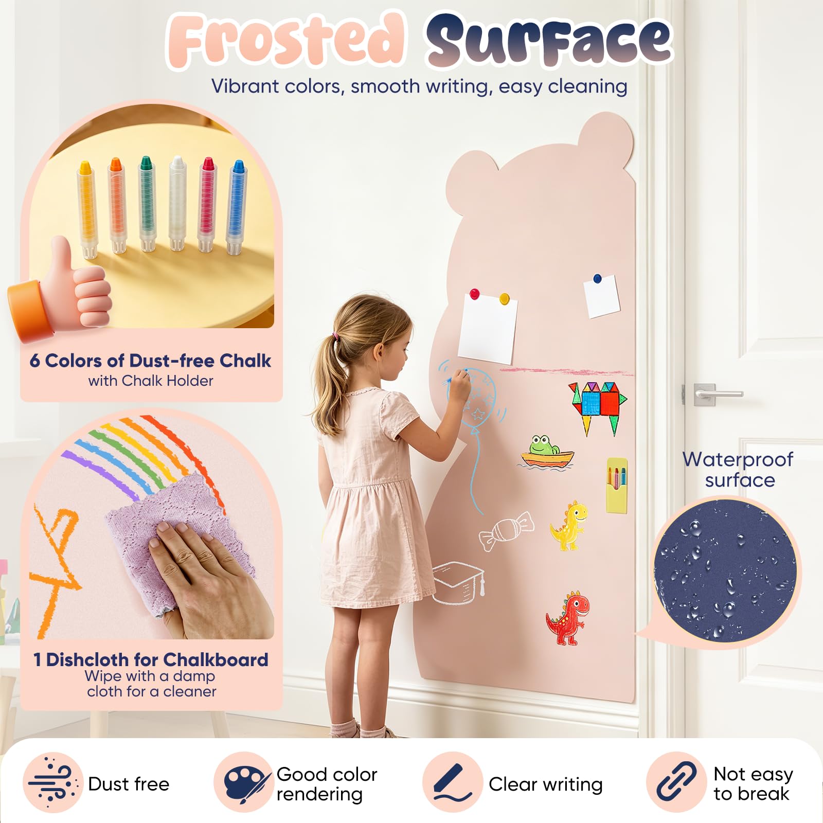 Magnetischer Wandaufkleber für Kinder, 115 x 55 cm Magnetischer Kreidetafel-Aufkleber, Magnetische Kreidetafel für die Wand, Abziehen und Aufkleben, Selbstklebende Tafel für Zuhause Klassenzimmer