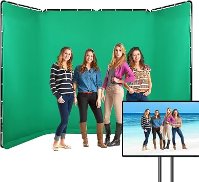 7.87 قدمًا &times; 13.12 قدمًا خلفية شاشة خضراء كبيرة من Chromakey مع نظام دعم خلفية التصوير الفوتوغرافي للصور تصوير الفيديو ، البث المباشر ، الحفلات ، Keying ، المرحلة