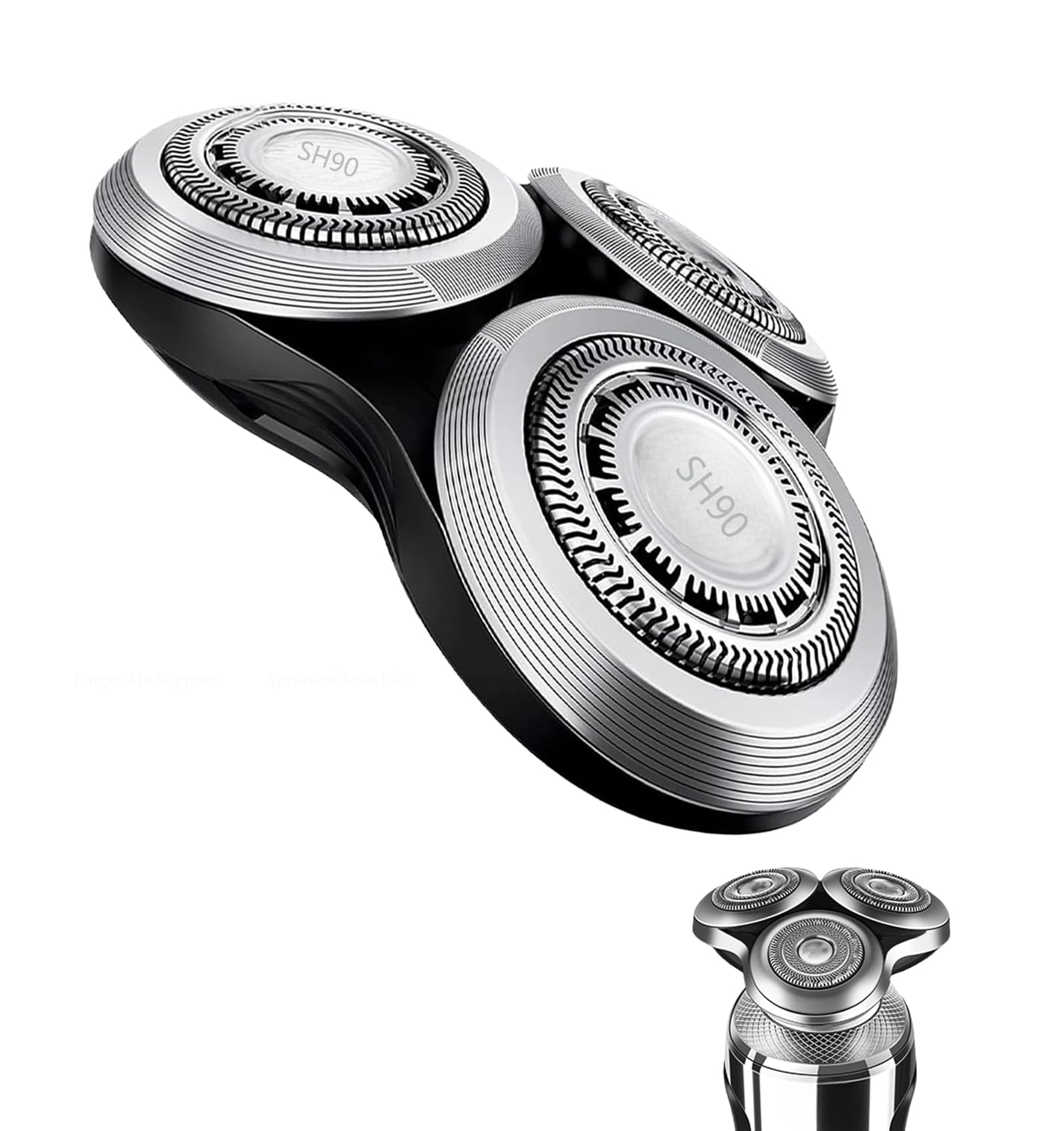 RQ12/SH90/80/70 Replacement Head Compatible with Philips S9000/8000/7000,Metal Wheel Buckle Double-Layer Blades,SensoTouch 3D/2D Shaver Head,Snap-in no tools, Rinses clean