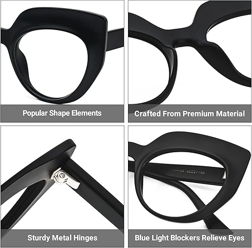Miniatura 3 de Zeelool Gafas de bloqueo de luz azul ojo de gato para mujeres elegantes gafas gruesas Depp OP01884