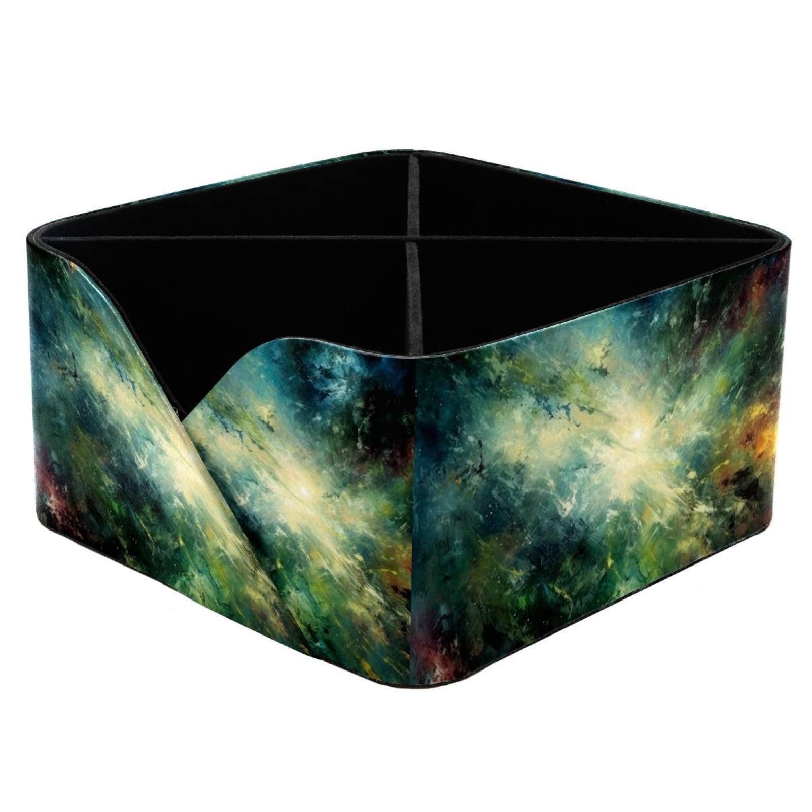 Porte-stylos rectangulaire galaxie verte contre le désordre du bureau