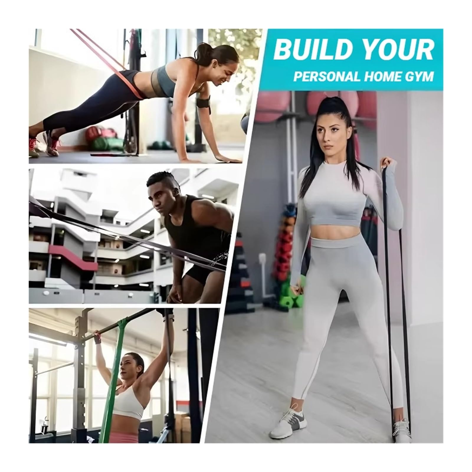 fasce di resistenza con maniglie Banda elastica in Tpe Resistenza Allenamento della forza Sport Fitness