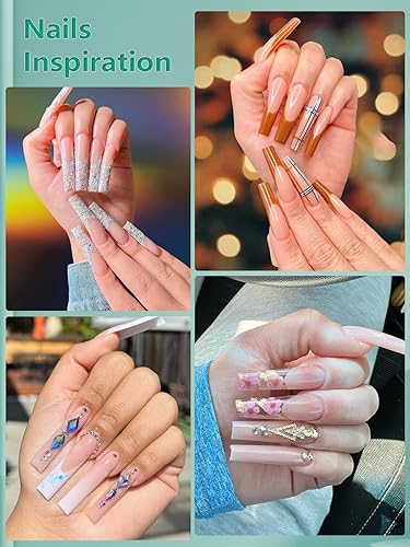 Miniatura 2 de 480 puntas de uñas extra largas sin curva C XL, 2 paquetes de puntas de uñas naturales y transparentes para uñas acrílicas, juego profesional, 12