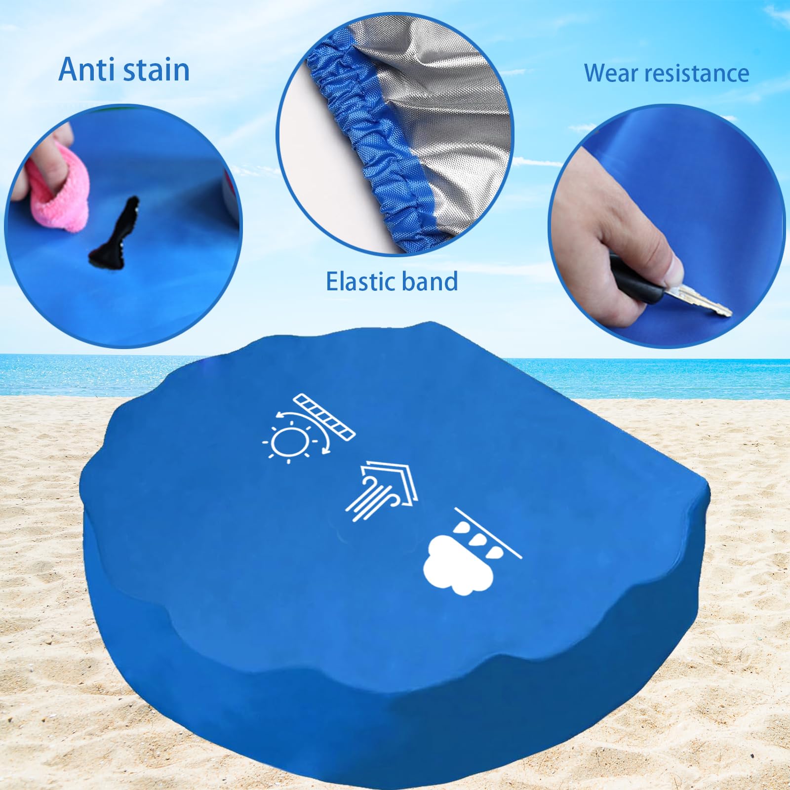 Housse Coquillage Pour Bac à Sable - 100x15 Cm, Imperméable, Bleue (protection Extérieure Enfant) - 2