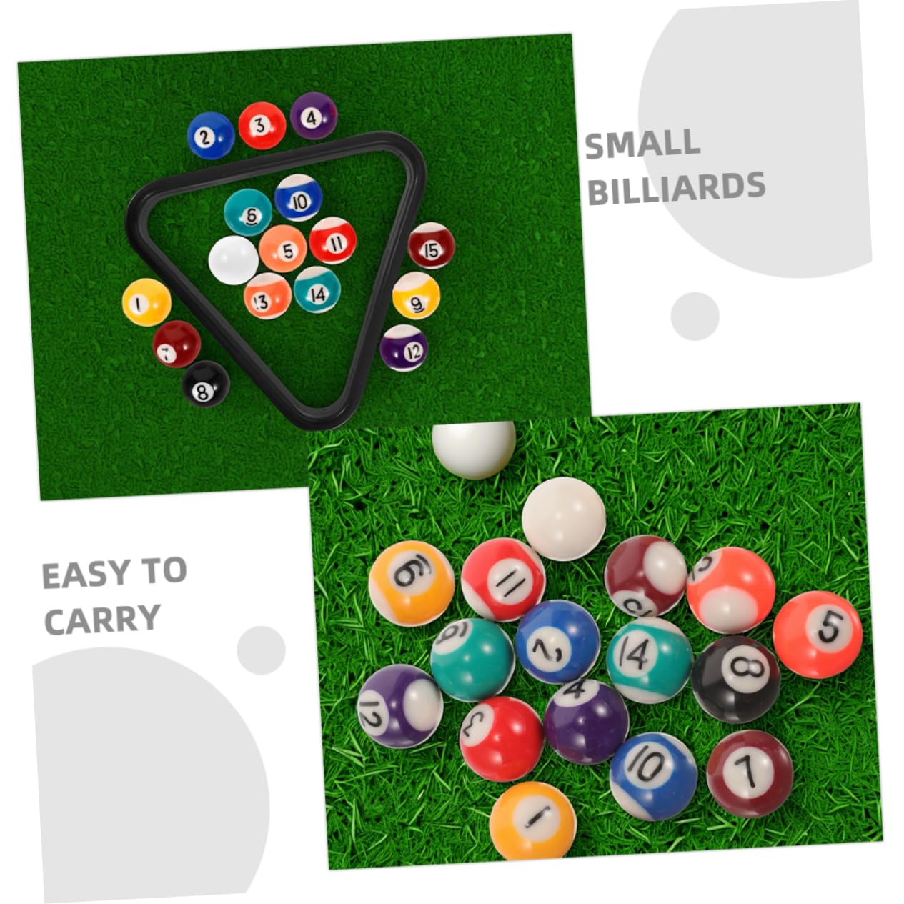 Toyvian Juego de Billar Infantil 17 Piezas Bolas de Resina con Triángulo Portátil