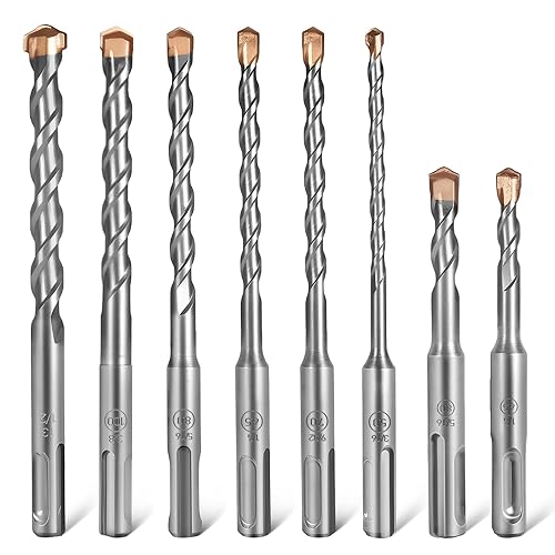 Vista 10 de COMOWARE Juego de brocas de martillo giratorio y cinceles, herramienta de agujero de mampostería de hormigón SDS Plus, 17 piezas con estuche