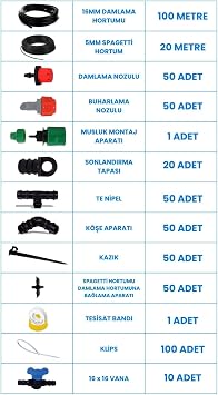 Depolife Bahçe Balkon Veranda Sera Bitki Çiçek Damlama Nemlendirme Sisleme Püskürtme Hortum Sulama Sistemi, 23435765