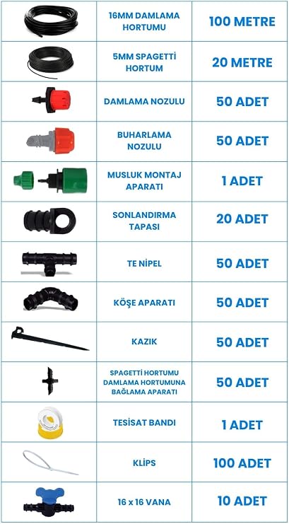 Depolife Bahçe Balkon Veranda Sera Bitki Çiçek Damlama Nemlendirme Sisleme Püskürtme Hortum Sulama Sistemi, 23435765