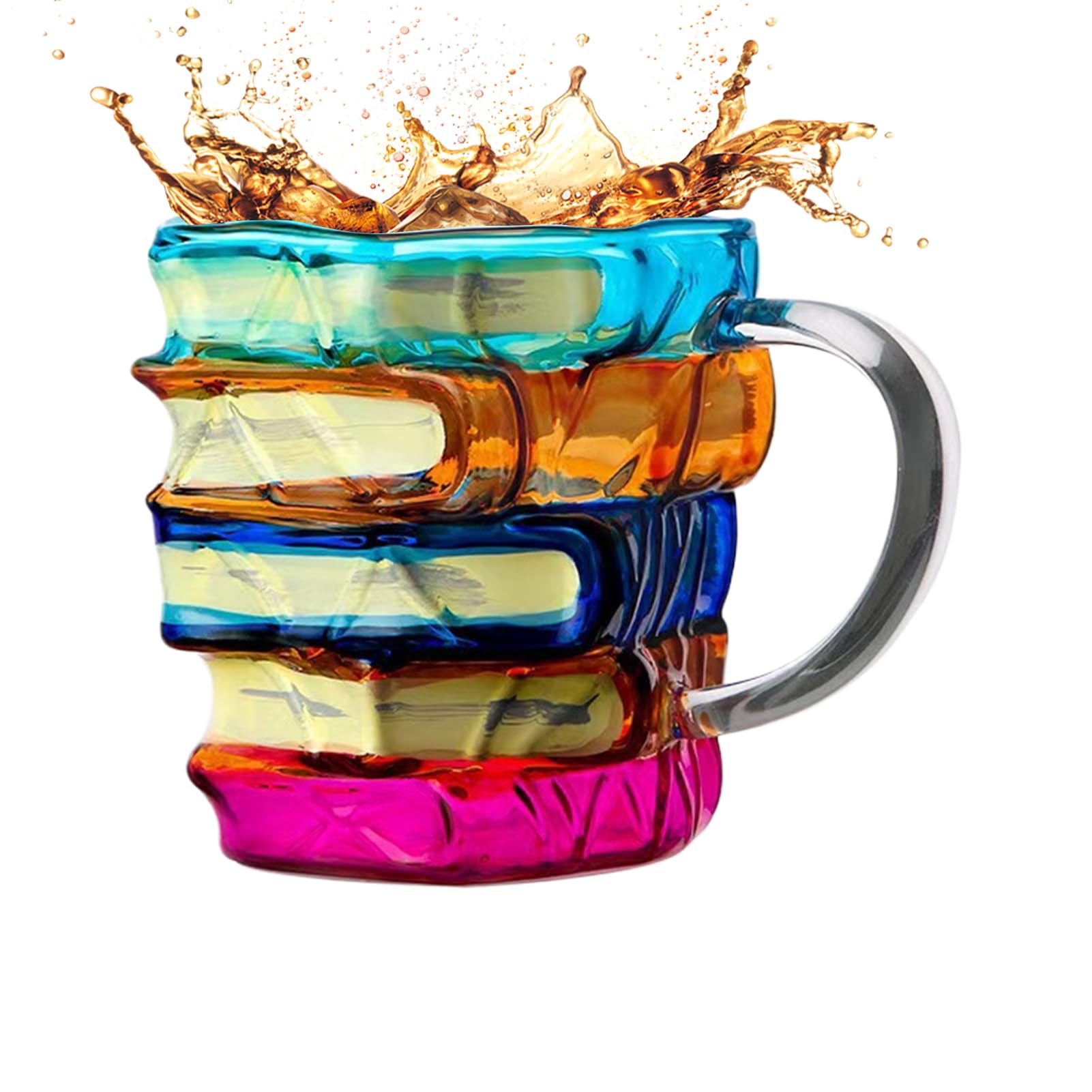 Taza de café con forma de libro en vidrio colorido de 350ml para decorar tu mesa