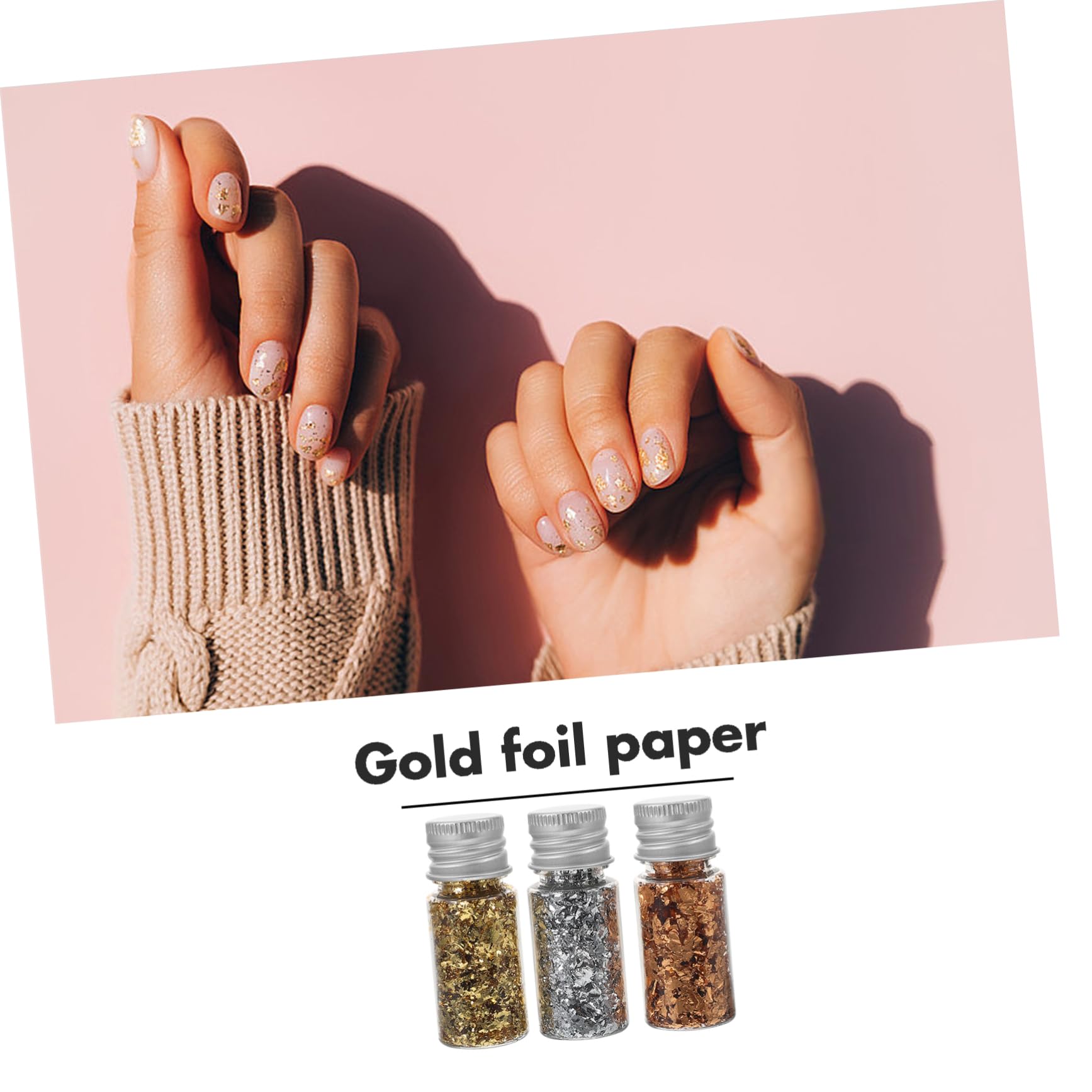 HAPINARY 1 Set of Gold Foil Flakes Nail Foil Sheets Decorative Foil Paper DIY Nails Flakes for Craft Dec