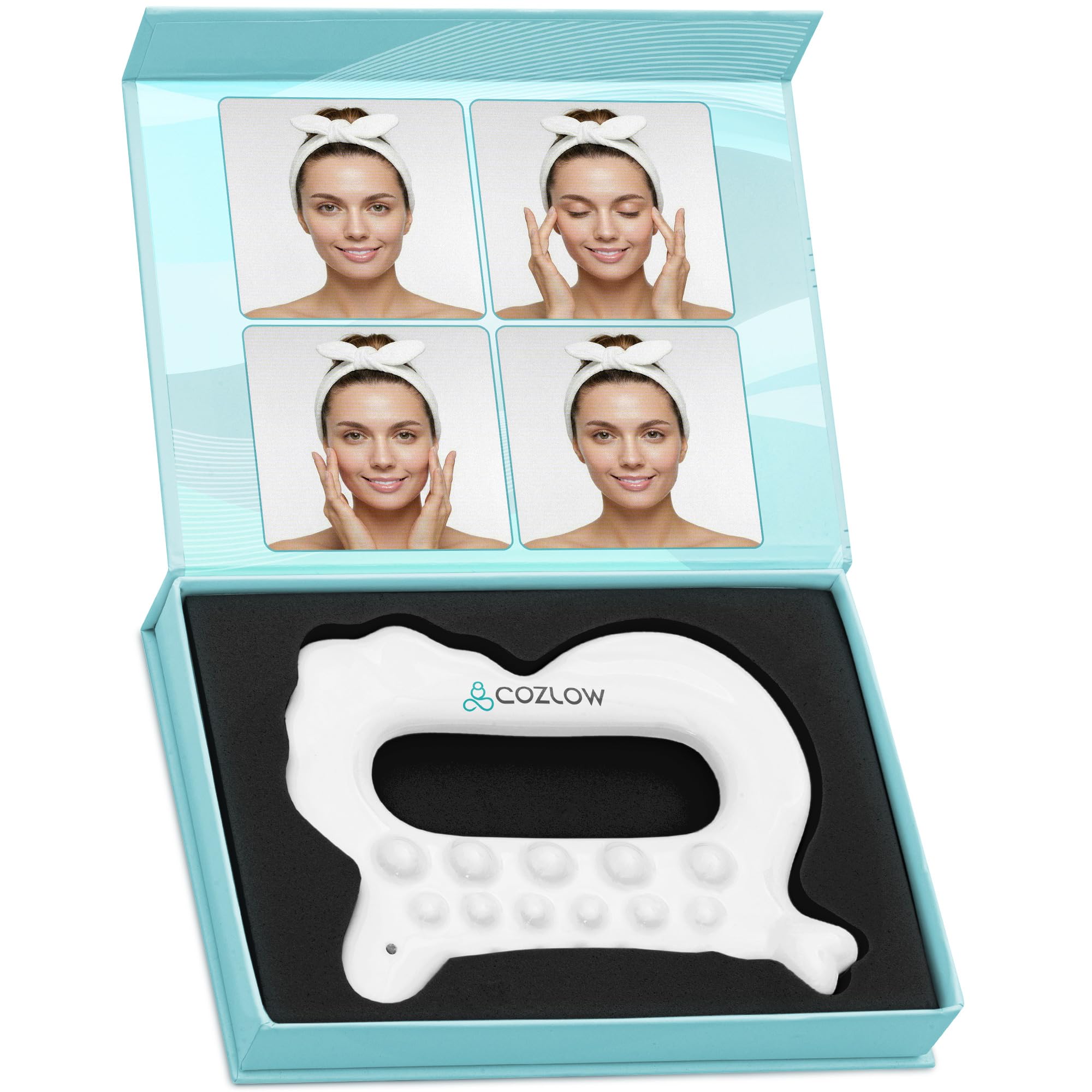 COZLOW Ceramic Gua Sha Massage Tool for Face & Body - Premium Muscle Scraping Tool for Lymphatic Drainage & Fascia Massage - Trigger Point Massager for Body Sculpting & Contouring - Style B