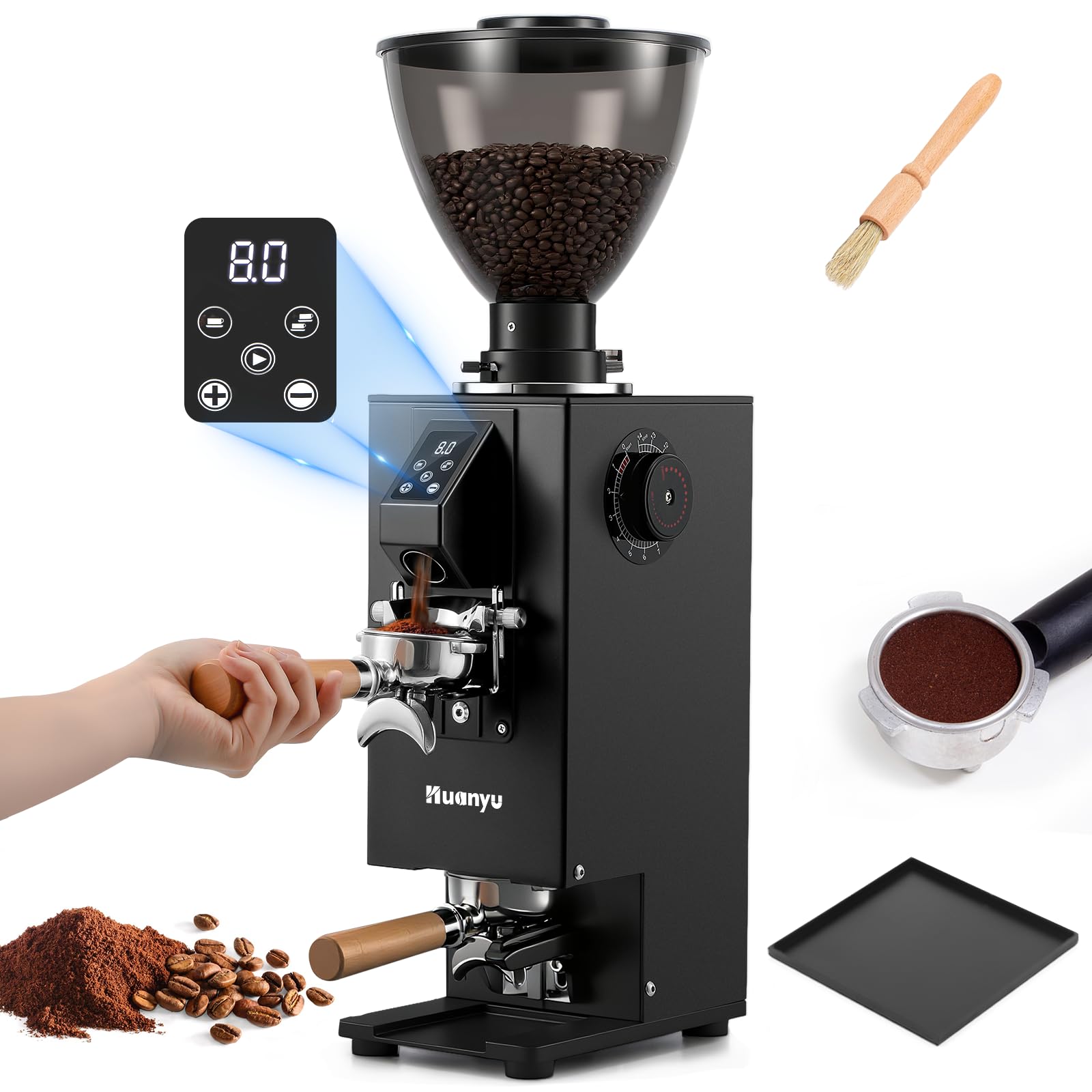Amazon.com: Huanyu Commercial Coffee Grinder, Built-In 58mm Auto